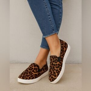 Birdies Leopard-Print Slip-On Sneakers in Brown and Black
